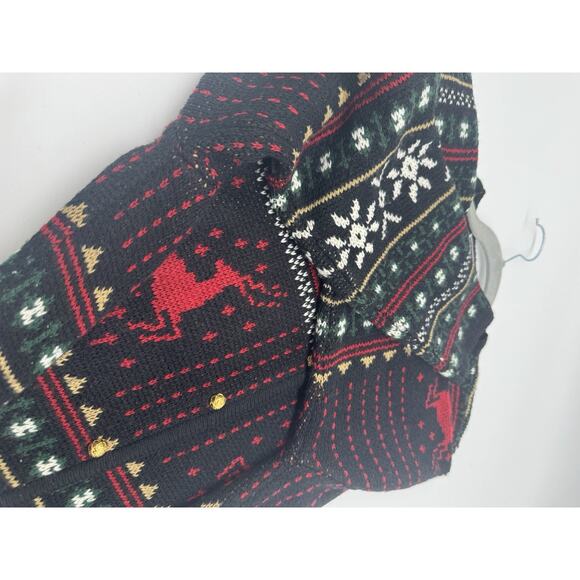 Woman’s 90’s VTG Crystal Kobe Christmas Cardigan Sweater Size S Reindeer - Picture 6 of 7
